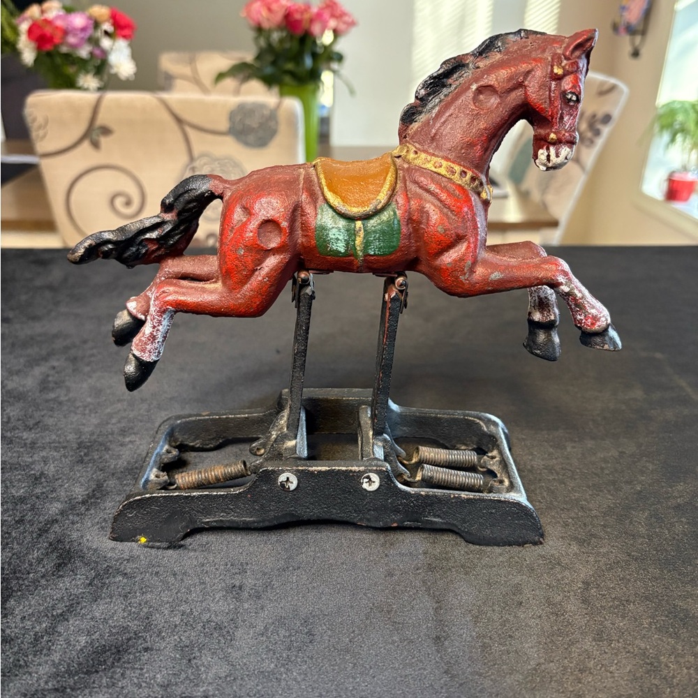 Vintage-Style Cast Iron Rocking Horse Figurine - Picture 1 of 7